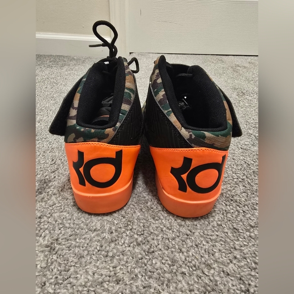 Nike KD Vulc Mid TXT GS Camo Neon Orange Shoe Lightweight Boys Basketball - Picture 6 of 9